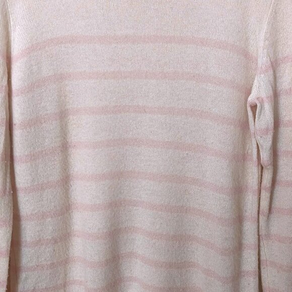 LINE the Label Nordstrom 100% Cashmere Sweater Stripe White & Pink - Picture 4 of 6